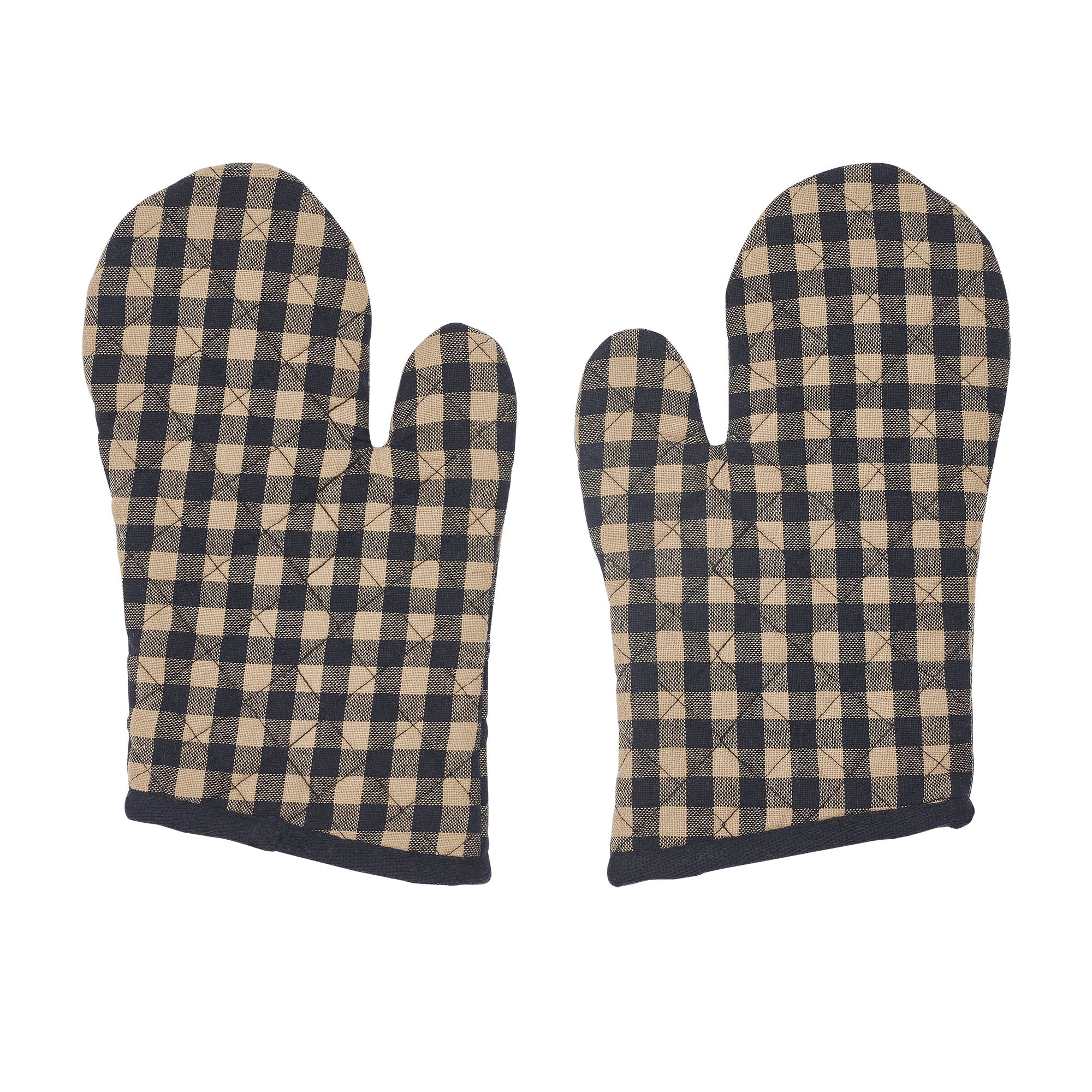 Set of 2 Black Check Oven Mitt Pot Holders - Image 4