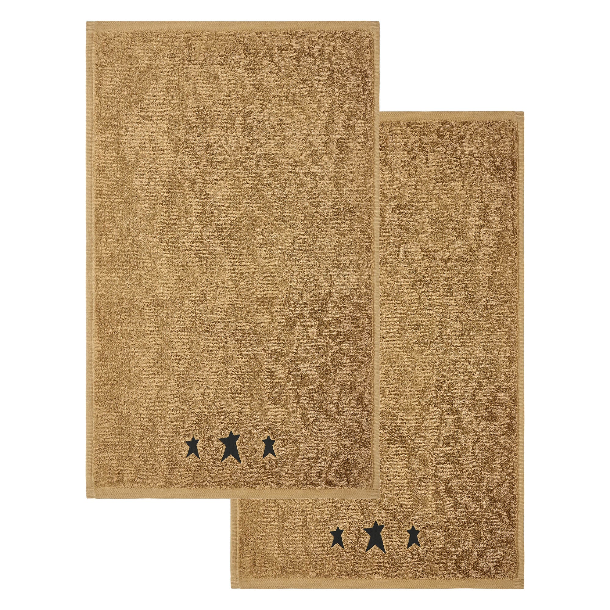 Set of 2 Black Primitive Stars Tan Hand Towels - Image 4