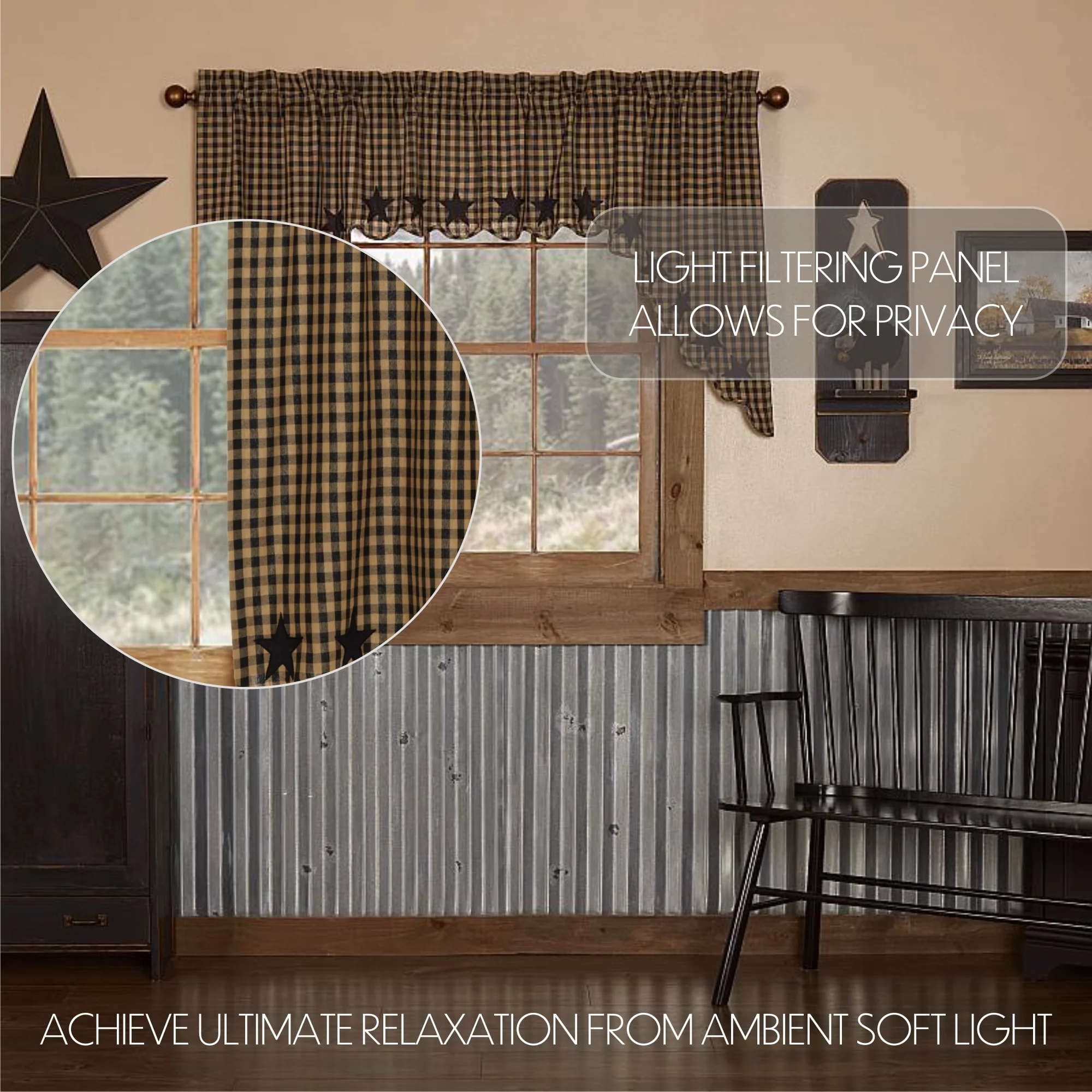 Set of 2 Black Star Scalloped Swag 36" x 36" x 16" - Image 5