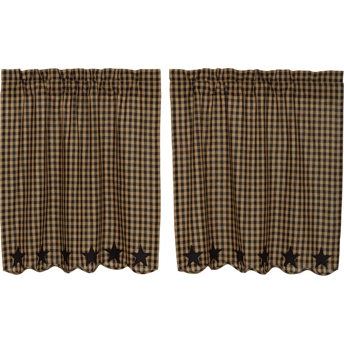 Set of 2 Black Star Scalloped Tier Curtains - Image 2