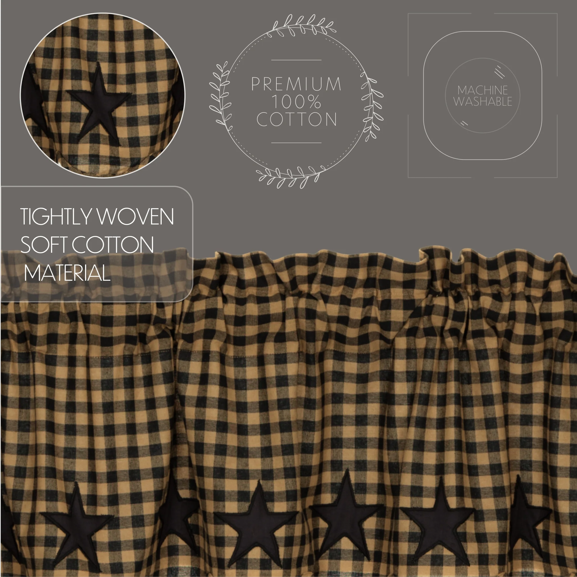 Set of 2 Black Star Scalloped Tier Curtains - Image 5