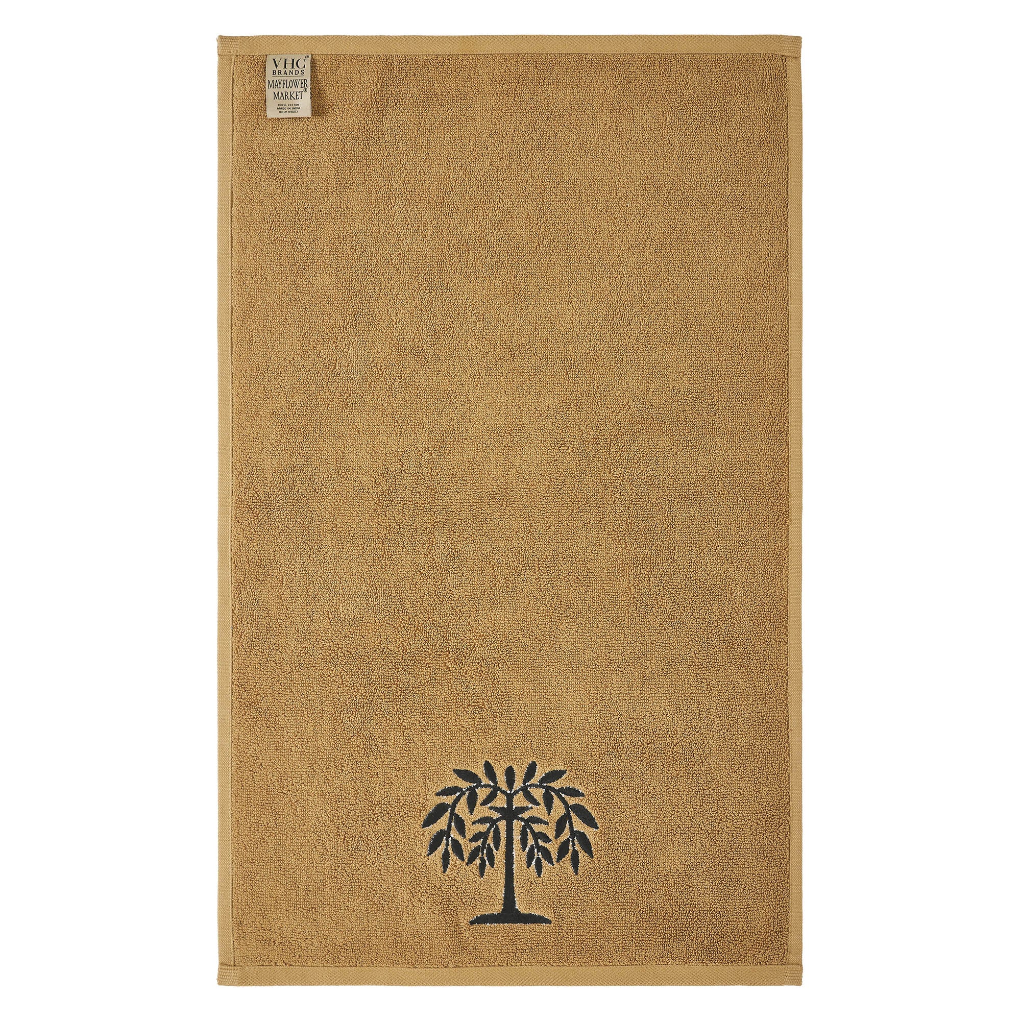 Set of 2 Black Willow Tree Tan Hand Towels - Image 3