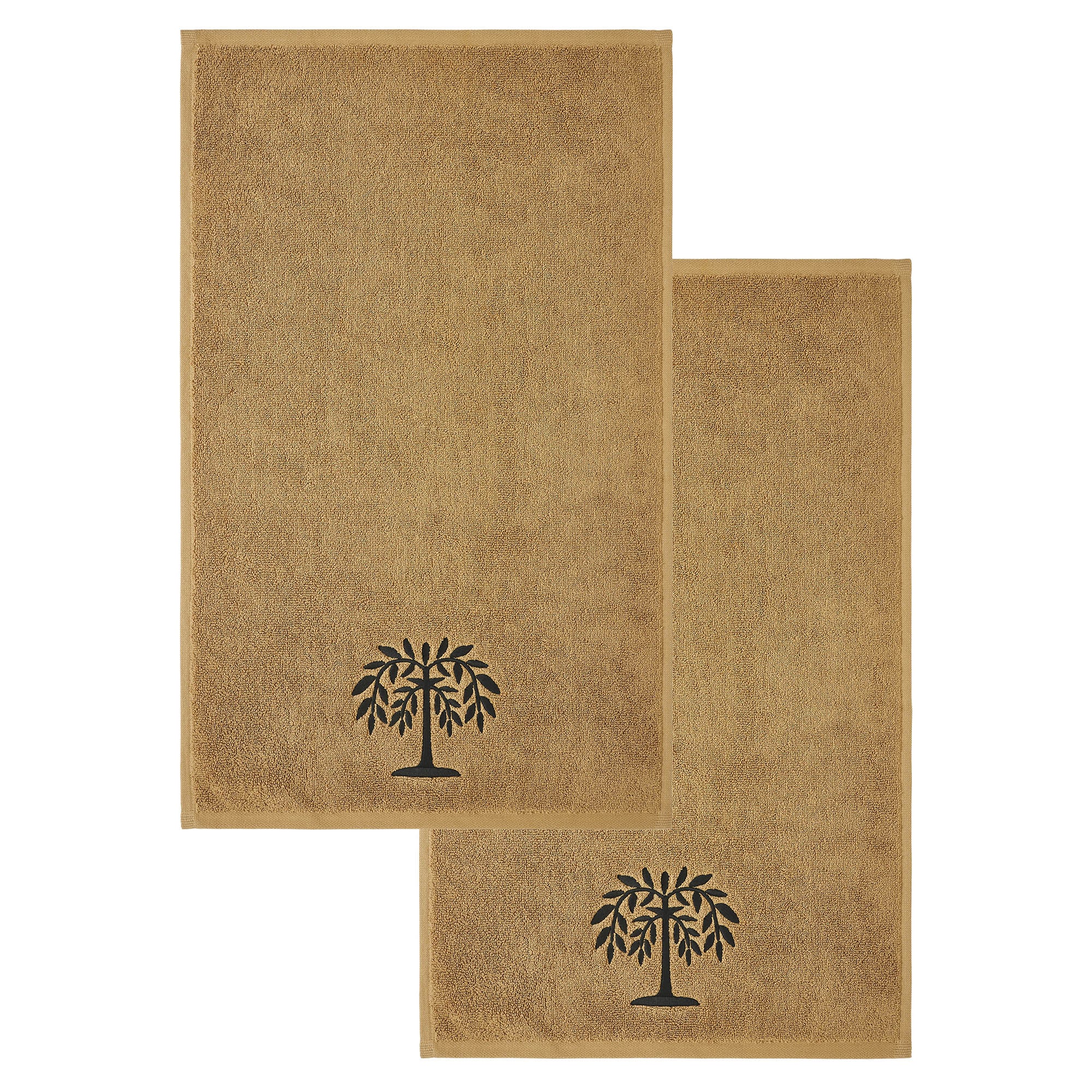 Set of 2 Black Willow Tree Tan Hand Towels - Image 4