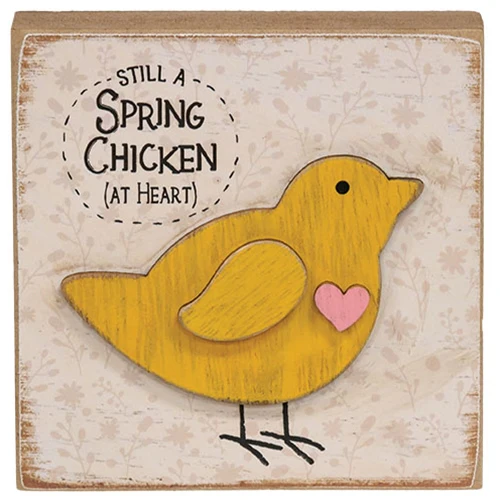 Set of 2 Bless My Blooms Flowers and Chick 4" Square Block Signs - Image 4