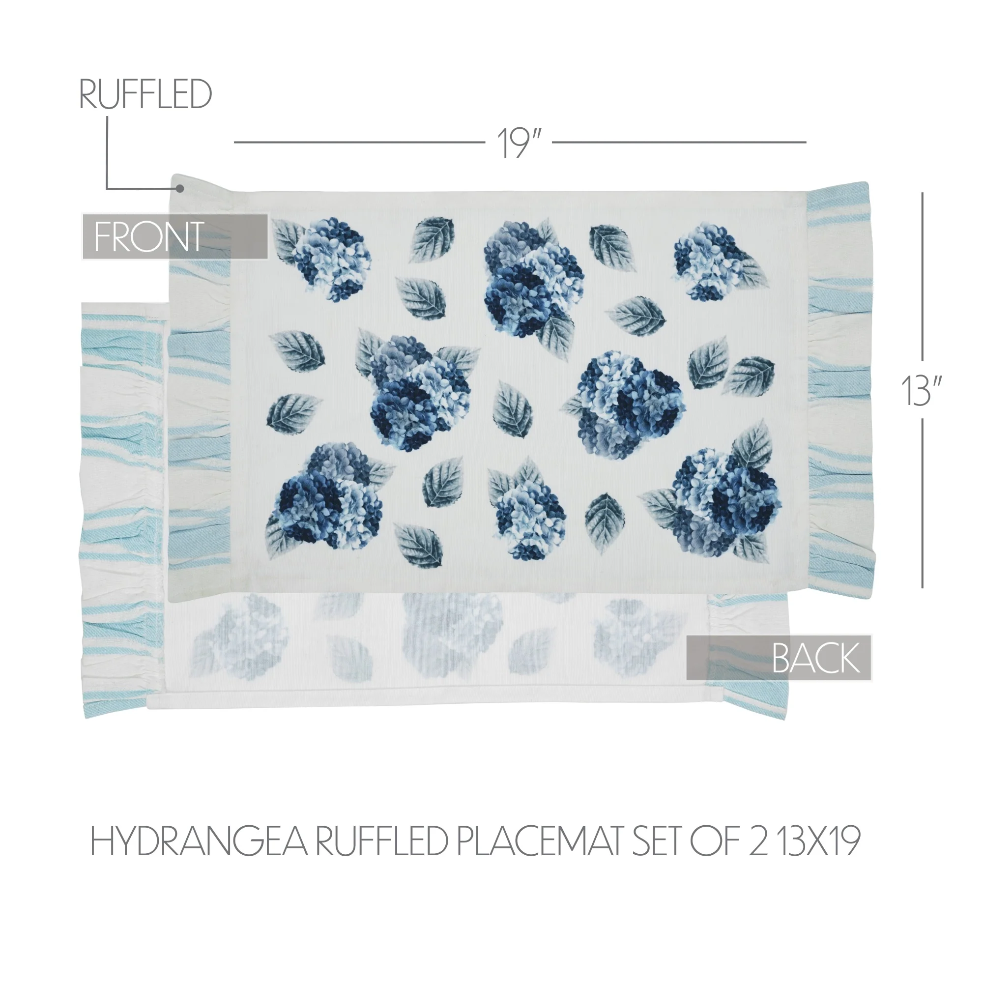 Set of 2 Blue Hydrangea Ruffled Placemats - Image 4