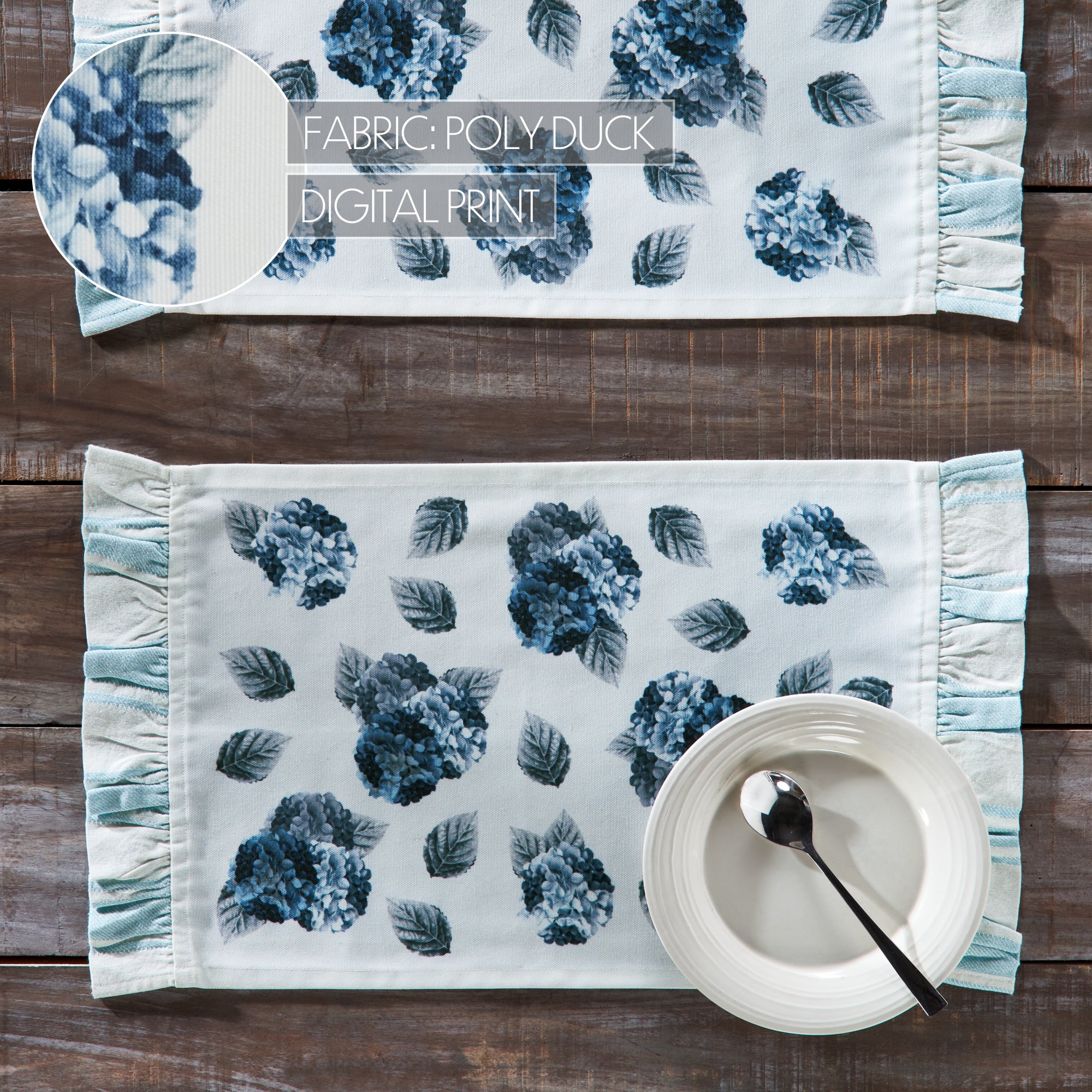 Set of 2 Blue Hydrangea Ruffled Placemats - Image 6