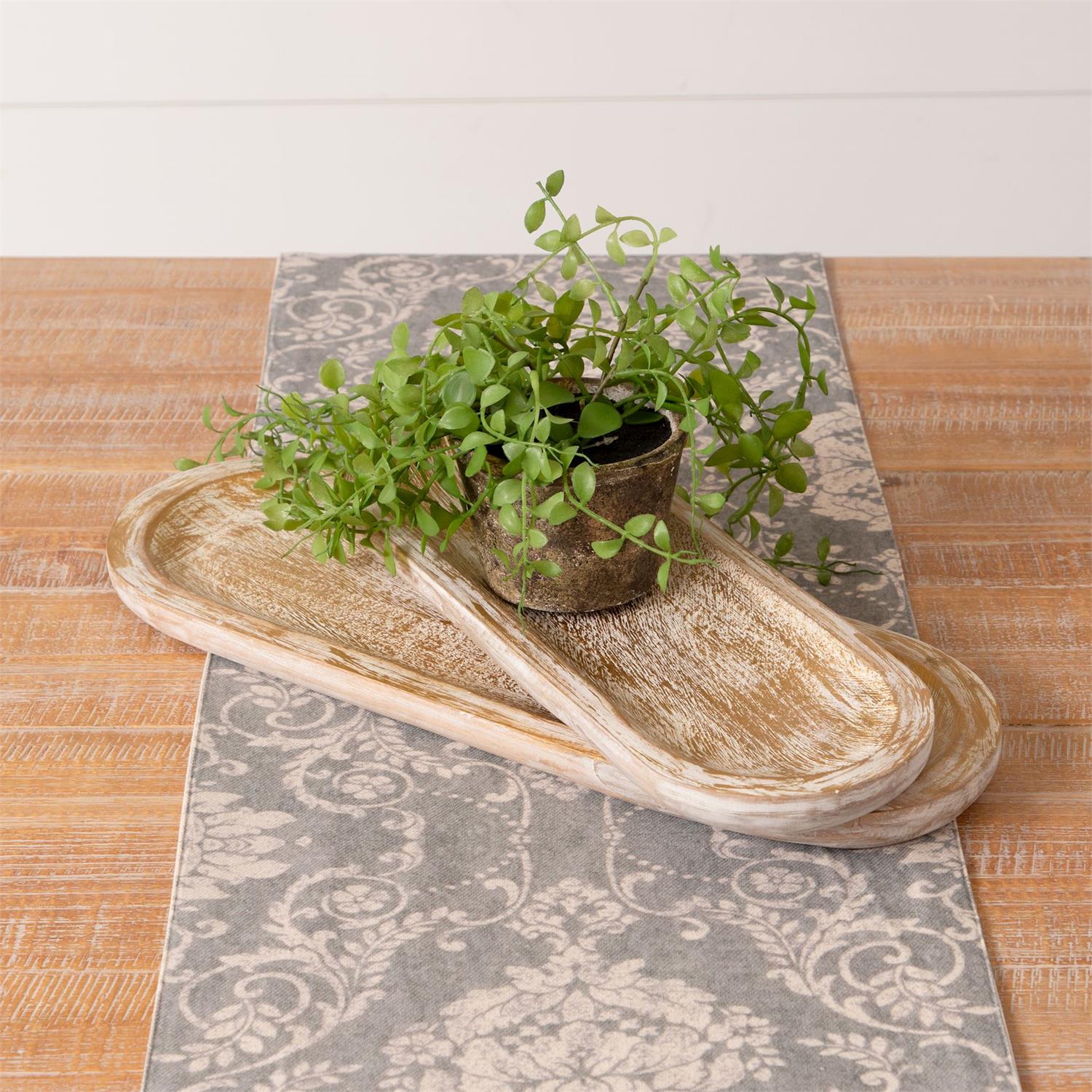 Set of 2 Brushed Gold Wood Dough Bowls