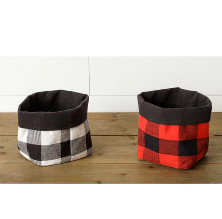 Set of 2 Buffalo Plaid Planter Bags