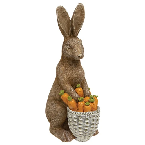 DAY 15 ๐๐ท 20 DAYS OF BUNNIES Set of 2 Bunny with Baskets 10" Resin Figures - Image 2