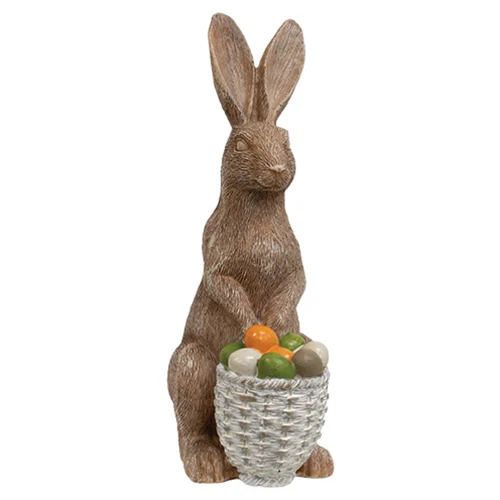 DAY 15 ๐๐ท 20 DAYS OF BUNNIES Set of 2 Bunny with Baskets 10" Resin Figures - Image 3