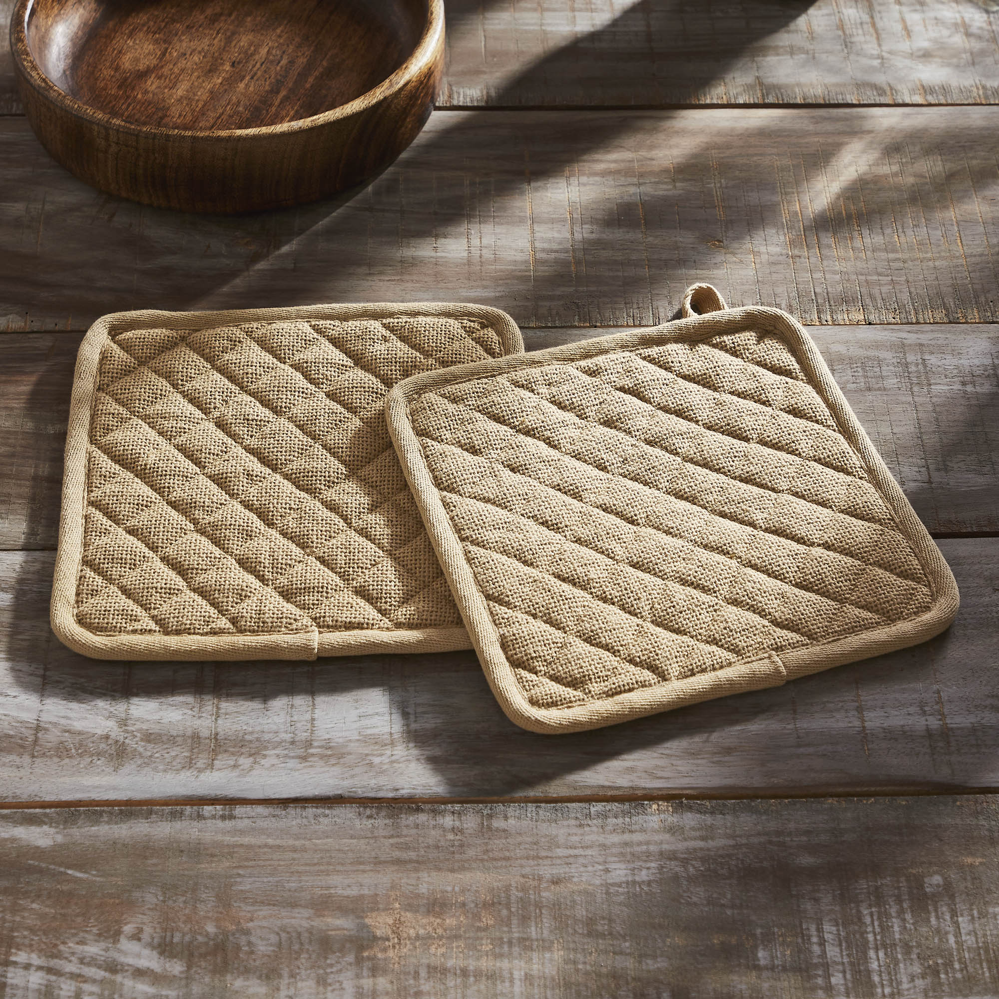 Set of 2 Burlap Natural 8" Pot Holders