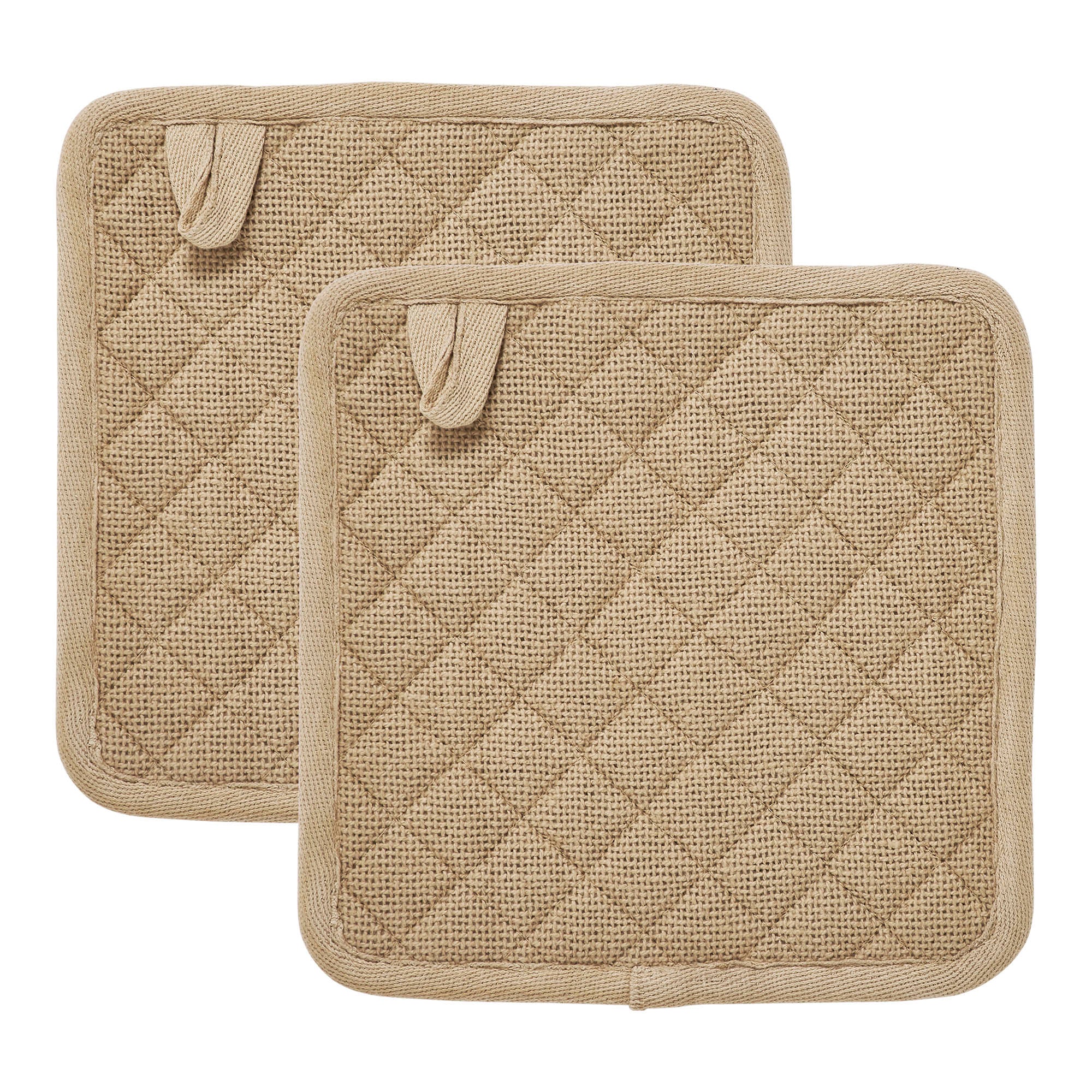 Set of 2 Burlap Natural 8" Pot Holders - Image 4