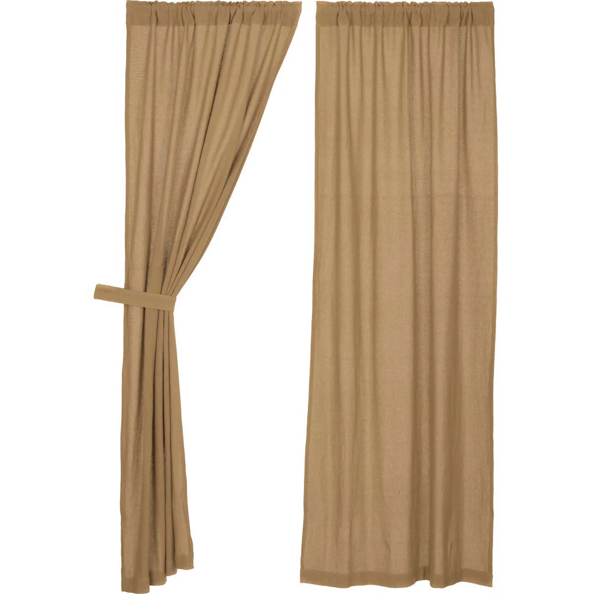 ๐ Set of 2 Burlap Natural Panel Curtains 84'' H x 40'' W - Image 2