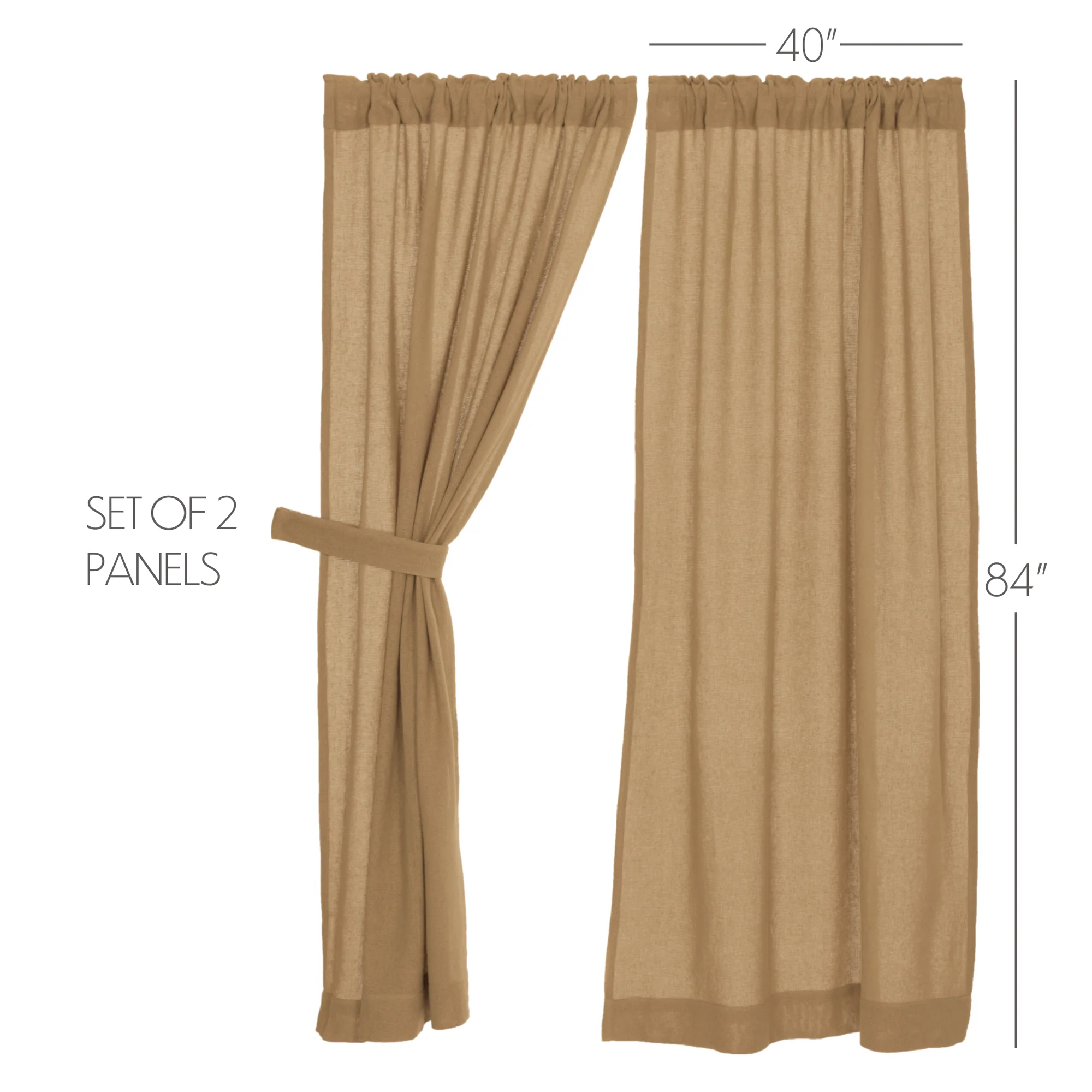 ๐ Set of 2 Burlap Natural Panel Curtains 84'' H x 40'' W - Image 3