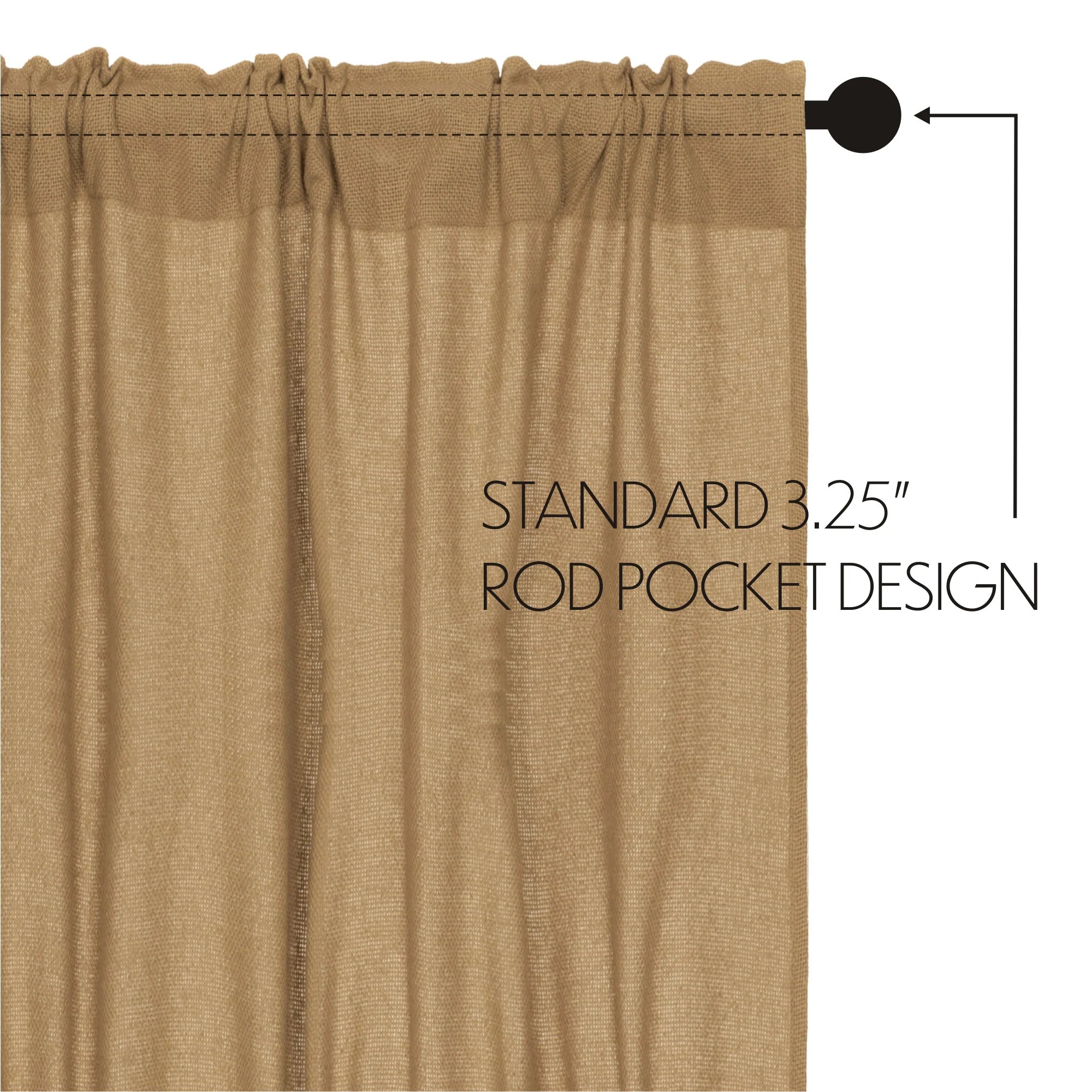 ๐ Set of 2 Burlap Natural Panel Curtains 84'' H x 40'' W - Image 4