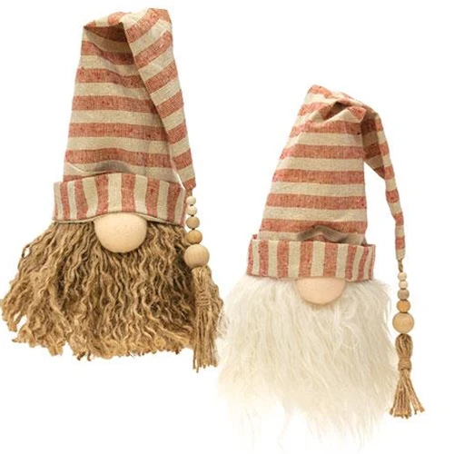 Set of 2 Burlap Natural Style Santa Gnomes
