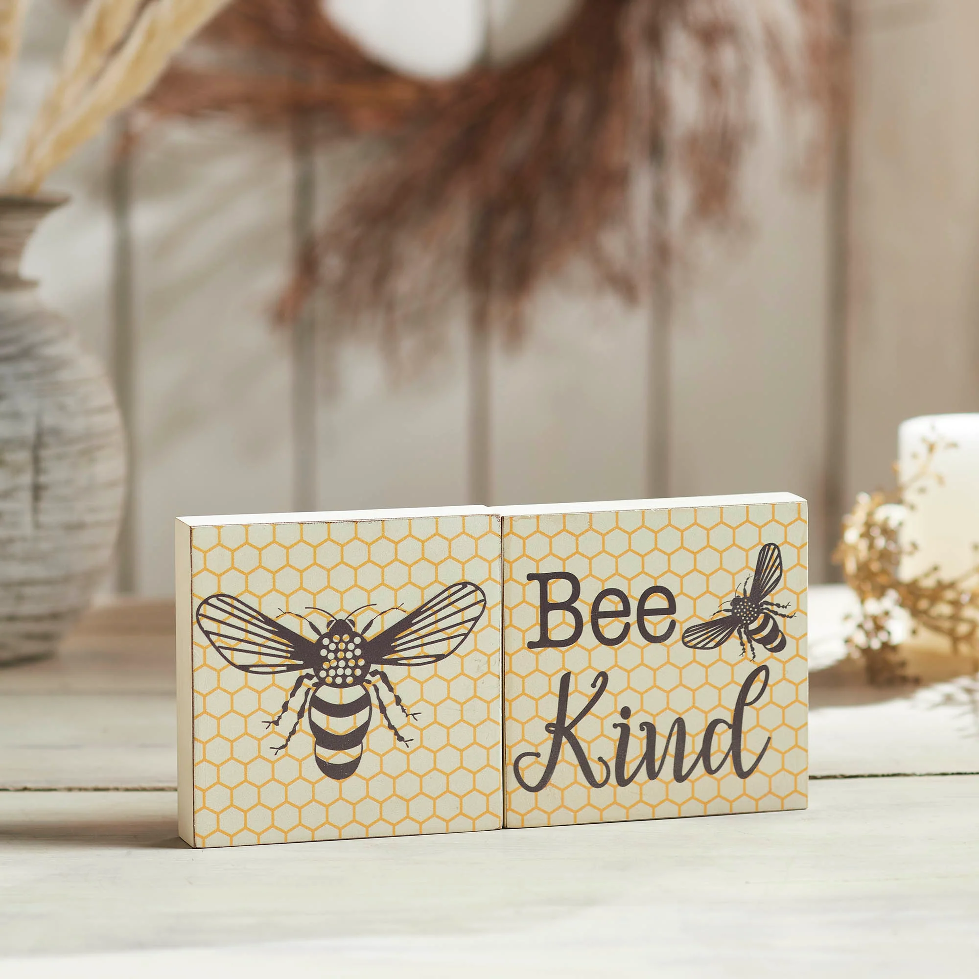 Set of 2 Buzzy Bees Bee Kind 5" Block Signs - Image 3