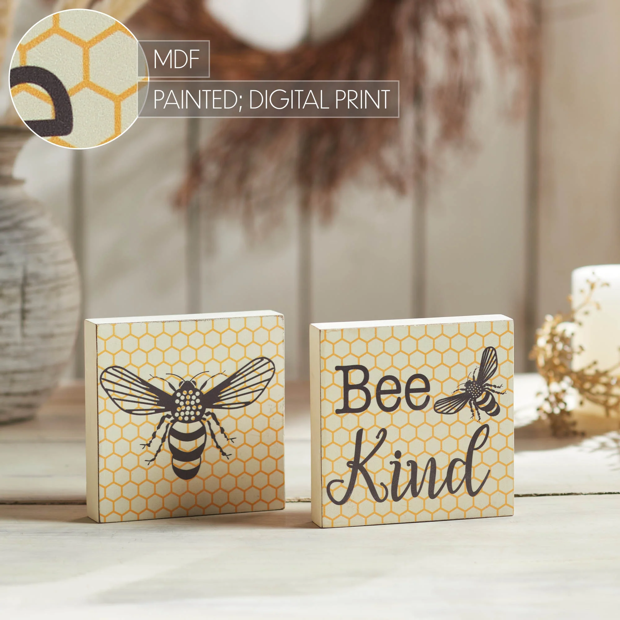 Set of 2 Buzzy Bees Bee Kind 5" Block Signs - Image 7
