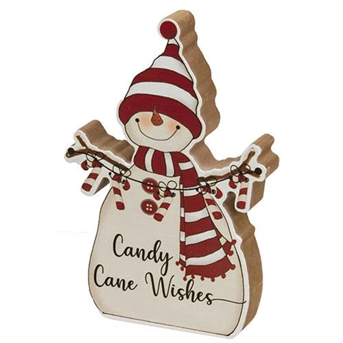 ๐ Set of 2 Candy Cane Wishes Chunky Snowmen Sitters - Image 3