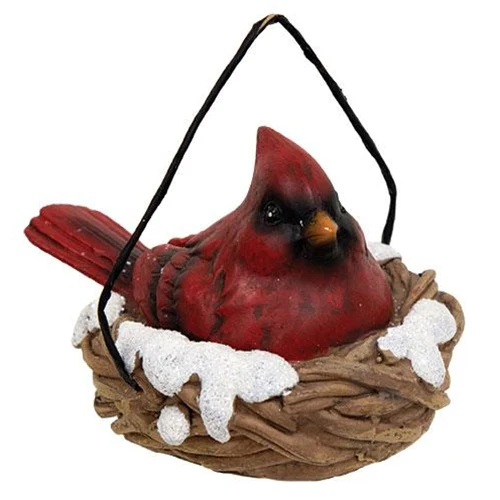 Set of 2 Cardinals In Nest Resin Ornaments - Image 4