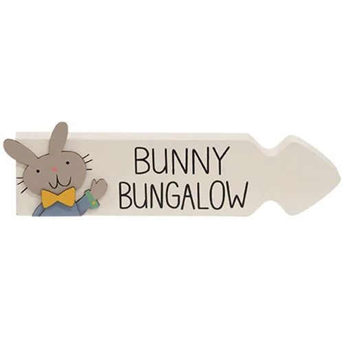๐ Set of 2 Carrot Cottage Bunny Bungalow Arrow Sitter Signs - Image 3