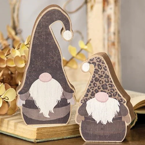 Set of 2 Cheetah Chunky Gnome Sitters