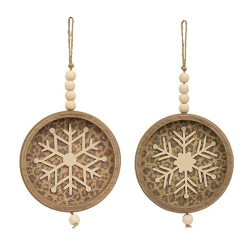 Set of 2 Cheetah Print Snowflake Shadowbox Hangers