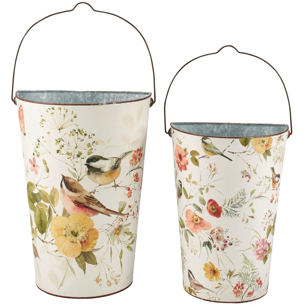 Set of 2 Chickadees Wall Bucket Set