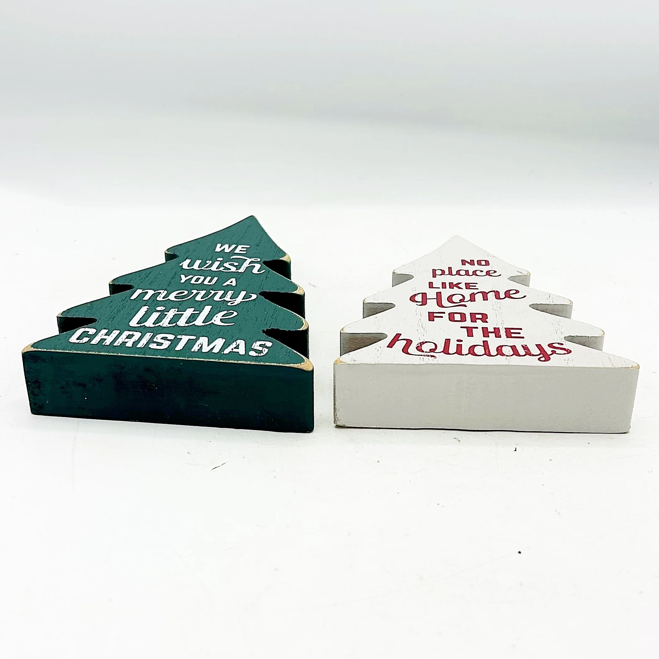 ๐ Set of 2 Chirstmas Wishes Chunky Small Wooden Trees - Image 6