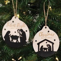 Set of 2 Christmas Blessings Nativity Silhouette Ornaments - Image 2
