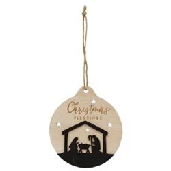 Set of 2 Christmas Blessings Nativity Silhouette Ornaments - Image 3