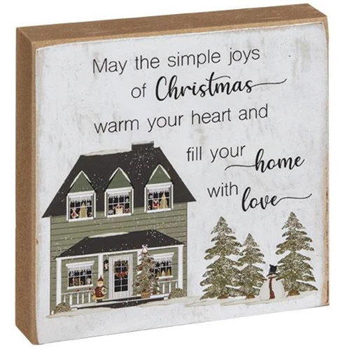 ๐ Set of 2 Christmas Joy of Family House Square 4" Small Block Signs - Image 3