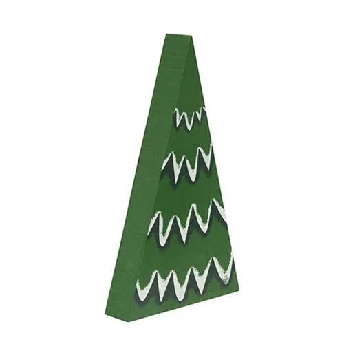 Set of 2 Chunky Snowy Little Wooden Christmas Trees - Image 4