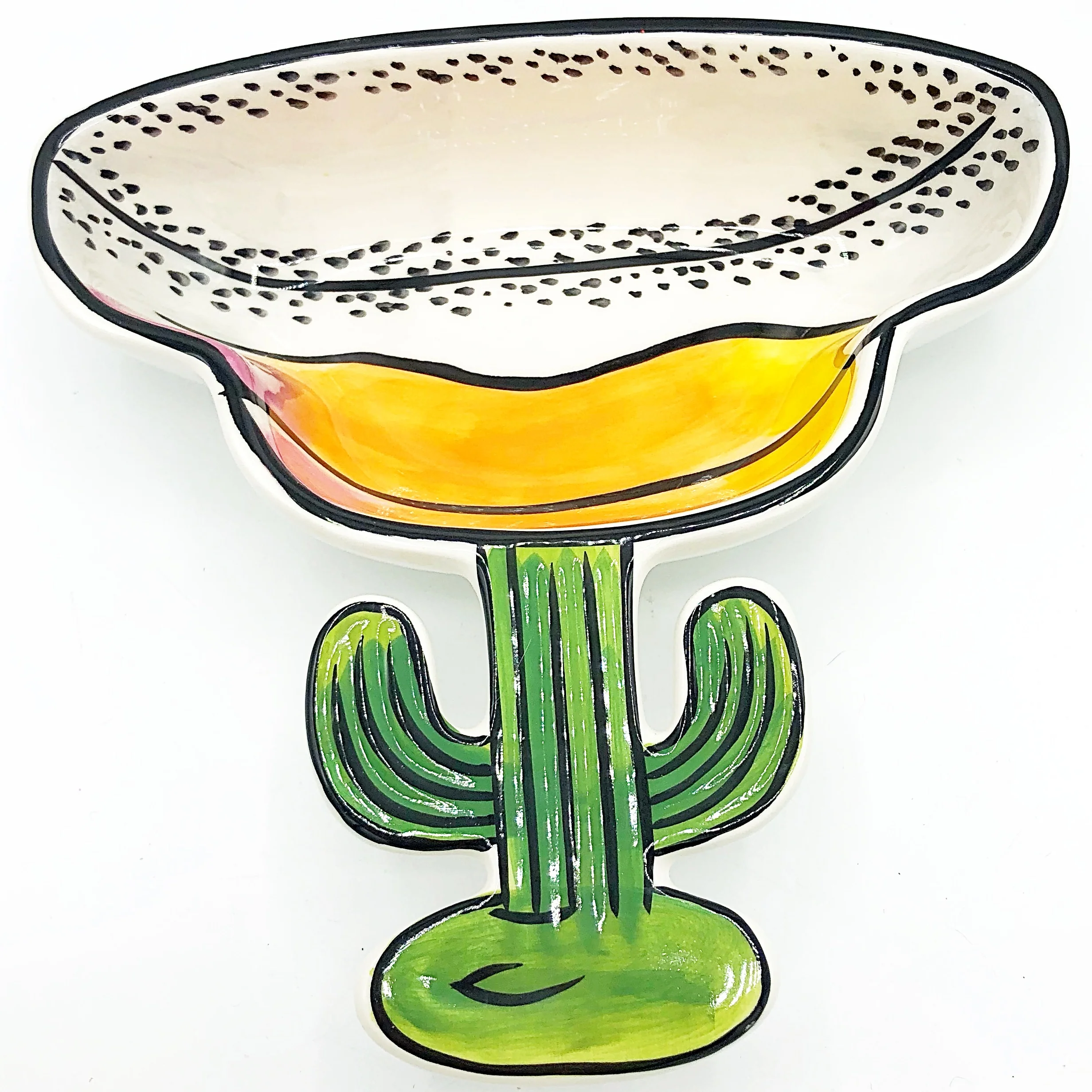 Set of 2 Clay Art Cactus Margarita Glass Shaped Dip Bowls - Image 3