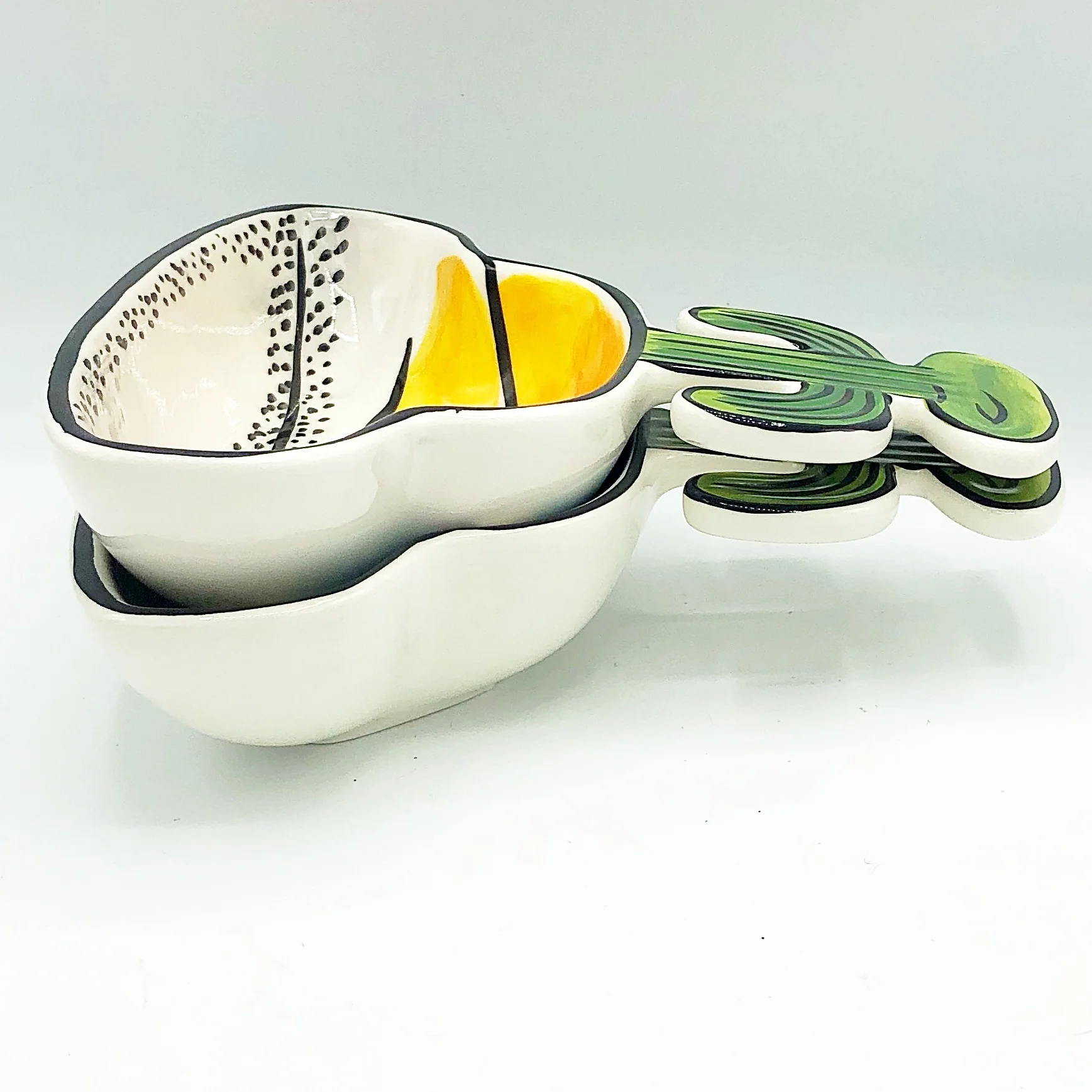 Set of 2 Clay Art Cactus Margarita Glass Shaped Dip Bowls - Image 4