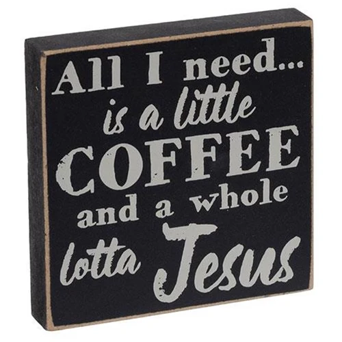 ๐ Set of 2 Coffee & Prayer 4" Square Wooden Block Signs - Image 3