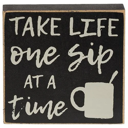 Set of 2 Coffee Themed 4" Block Signs - Image 4