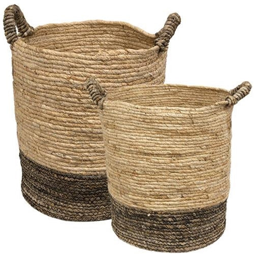Set of 2 Corn Husk Rustic Baskets - Image 2