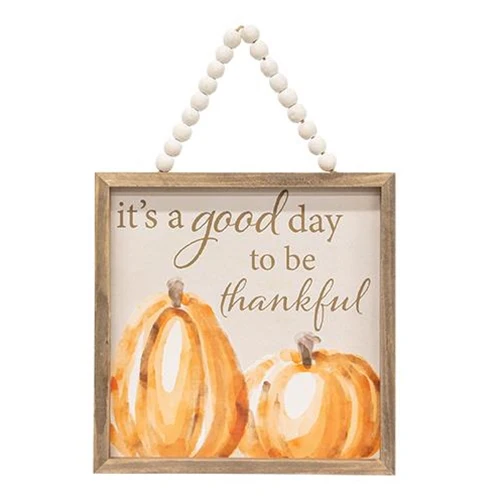 Surprise Me Sale 🤭 💙 Set of 2 Count Your Blessings Beaded Pumpkin Signs - Image 3