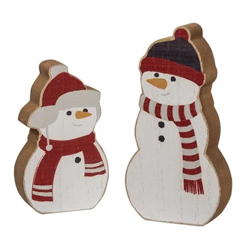 Set of 2 Cozy Chunky Snowman Sitter Signs - Image 2