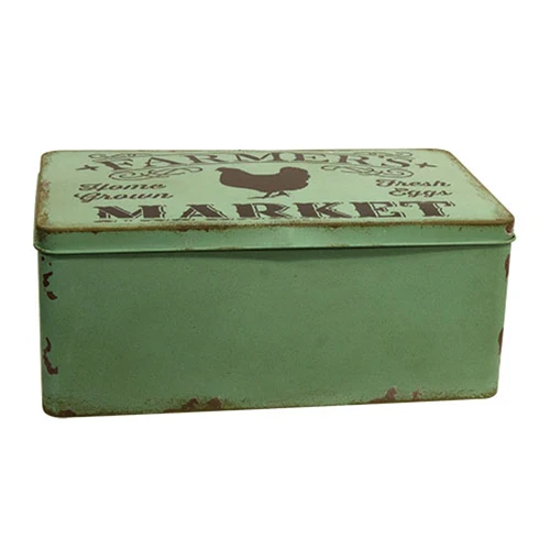 Set of 2 Distressed Metal Farmer's Market Boxes with Lids - Image 3