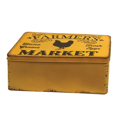 Set of 2 Distressed Metal Farmer's Market Boxes with Lids - Image 4