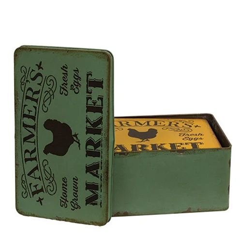 Set of 2 Distressed Metal Farmer's Market Boxes with Lids - Image 5