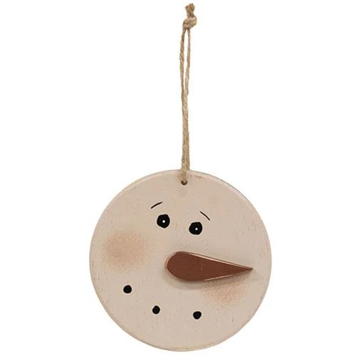 ๐ Set of 2 Distressed Wooden Blushing Snowman Ornaments - Image 2