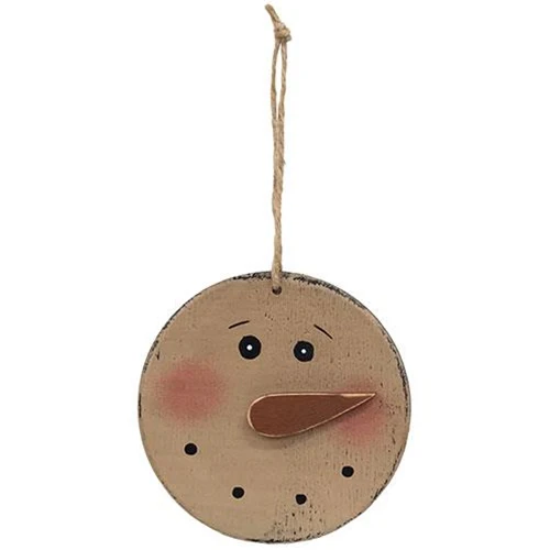 ๐ Set of 2 Distressed Wooden Blushing Snowman Ornaments - Image 3