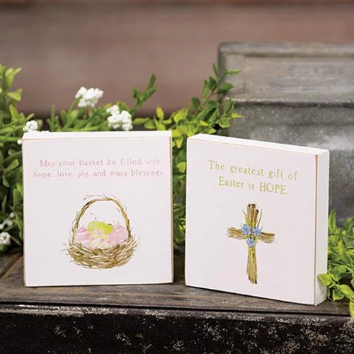 💙 Set of 2 Easter Hope 4" Square Block Signs - Image 2