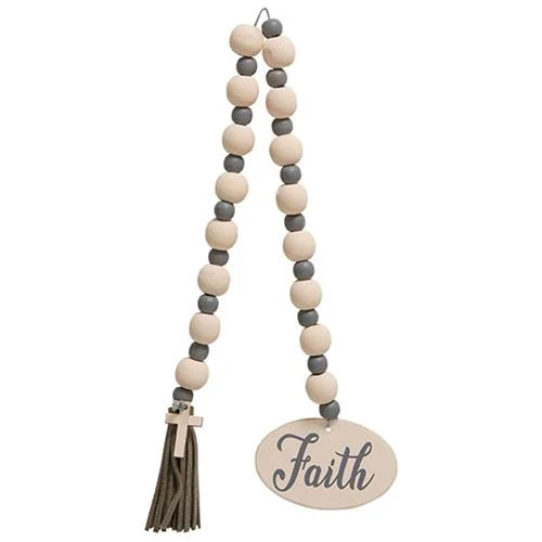 Set of 2 Faith or Love Beaded Garland With Cross and Heart Charms - Image 2