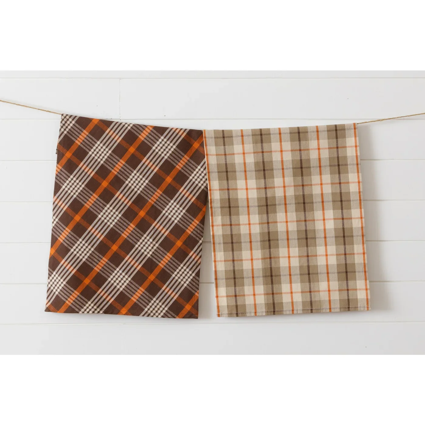 Set of 2 Fall Plaid Tea Towels