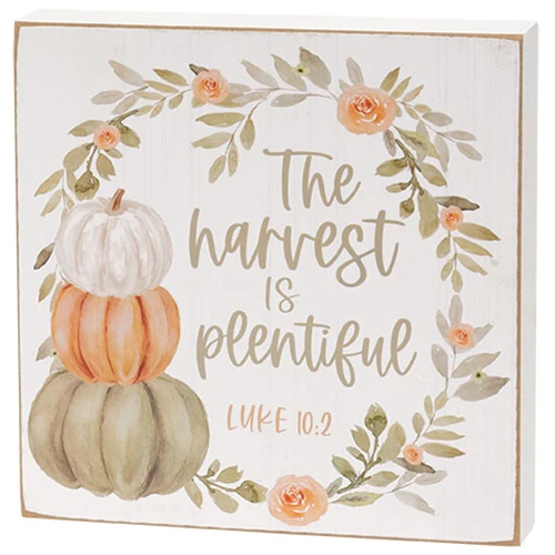 Set of 2 Fall Plentiful Blessings Watercolor Box Signs - Image 4