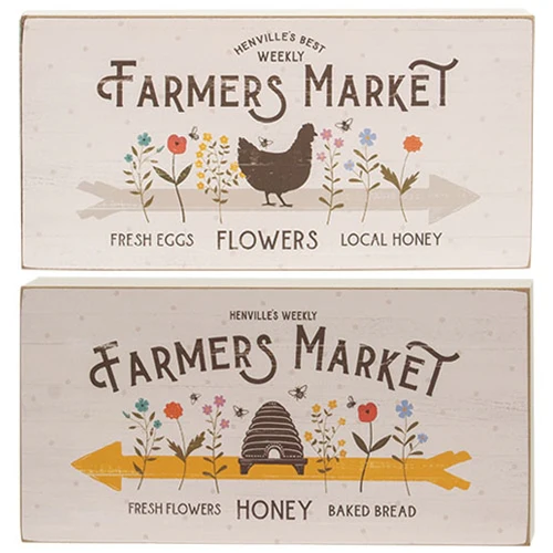 Set of 2 Farmers Market Chicken and Honey Rectangle Box Signs - Image 5